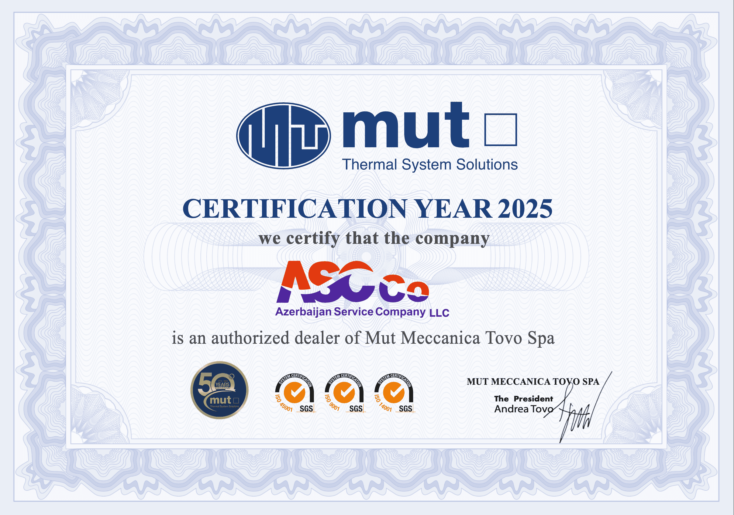MUT Certificate